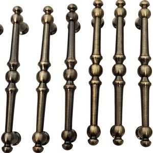 Set Of 17 Metal Drawer Cabinet Pulls Antiqued Brass Tone 4"long